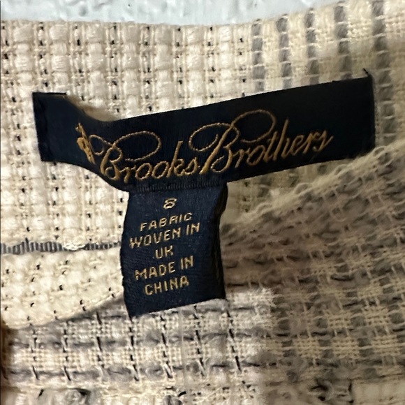 NWT Brooks Brothers Gray Cream Shimmer Tweed Aline Skirt Size 8 MSRP $289 - Picture 2 of 5